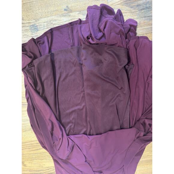 Jovani Burgundy Bateau Neck Long Prom Wedding Gown Size 6 Mermaid Tail Elegant - Picture 8 of 9